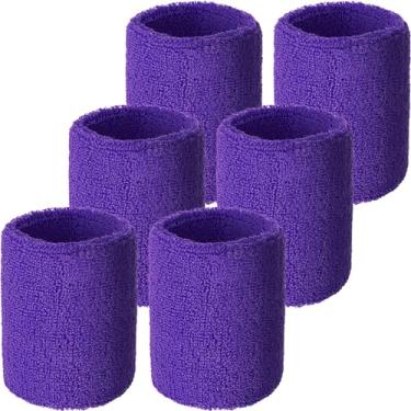 Imagem de Willbond Pulseiras de transpiração para futebol, basquete, esportes atléticos, roxo, 6 peças