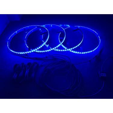 Imagem de Sando Tech Kit de luz de anel de roda LED intermitente de 15,5 polegadas RGB com função de frenagem e luzes de aro estroboscópicas Luzes de pneu de carro Offroad Blue-Tooth APP Ctrl Multicores