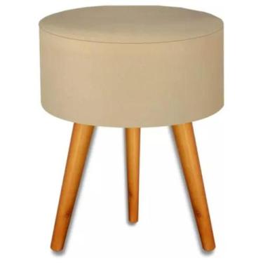 Imagem de Puff Modelo Retro Pe Palito Acabamento Veludo - D Inovar Imóveis, Bege