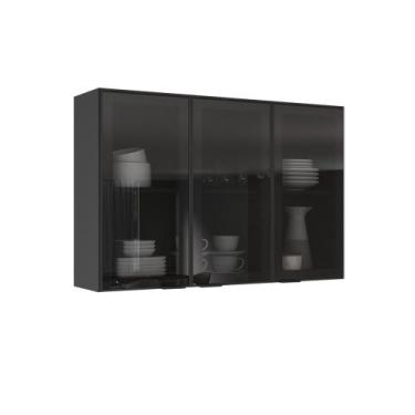 Imagem de Armário 120cm 3 Portas de Vidro Mdf Dobradiças Slow Motion Lumina - It