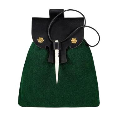 Imagem de Mythrojan Bolsa medieval pequena de couro para cinto grande Renascença bolsa de cintura, Green/Black, 7" X 7"