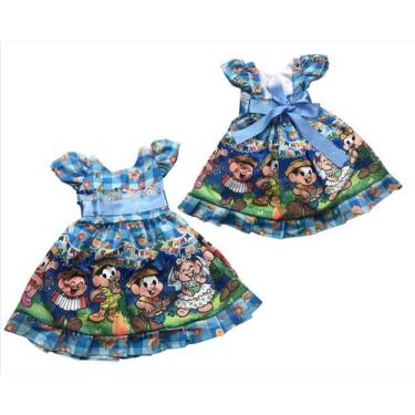 Imagem de Vestido Caipirinha Festa Junina Com Forro São João - Kids, AZUL, 1-2 A