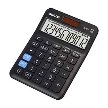 Imagem de Calculadora de mesa de bolso de tamanho pequeno, visor LCD grande de 12 dígitos, calculadora de mesa portátil de função fiscal básica com bateria solar de energia dupla, perfeita para escritório,
