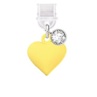 Imagem de ELISE & FONDA TP627 Tipo-C porta de carregamento plugue antipoeira pequena pintura spray 3D amor coração celular charme para iPhone 15/16/Samsung/OnePlus/Xiaomi/oppo telefones Android (amarelo)