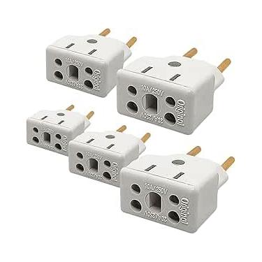 Imagem de KIT 5 Adaptador De Tomada Universal ORIGINAL 3 Pinos Benjamin 10A/20A Para 2 e 3 Pinos Bivolt 110V/220V Para Secadores Chapinhas Air Fryer DM SHOPP