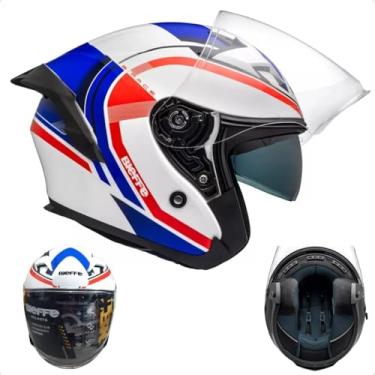 Imagem de Capacete Moto Aberto Bieffe B-pace Wave Branco Azul com oculos interno (62)