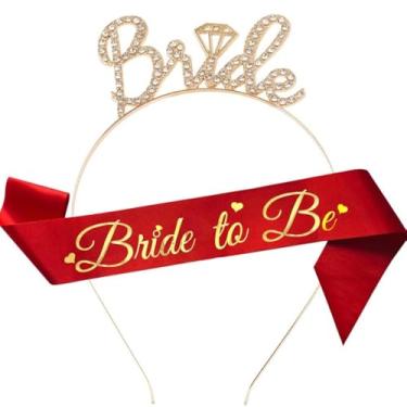 Imagem de Cuppqq Kit De Faixa Cabeça Para Noiva, Decoração Vermelha Chá Panela, Glitter, Festa, Casamento, Lembrancinhas