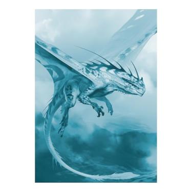 Imagem de Katomula 100 MTG Card Sleeves with 100 Inner Sleeve, Textured Back Art Sleeves, Fit Standard Size Cards - Glacier Blue Dragon