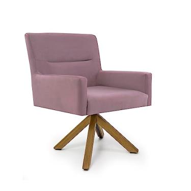 Imagem de Poltrona Angel veludo rosa giratória