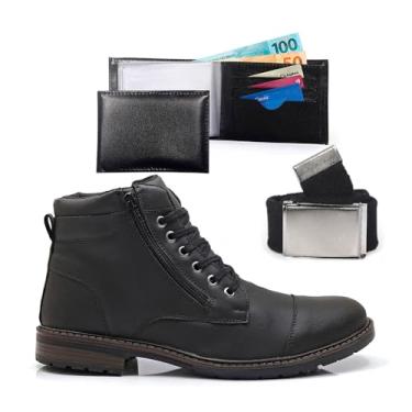 Imagem de Bota Masculina Com Carteira E Cinto Épico Coturno Moderno Com Ziper Casual Dia A Dia Confortavel