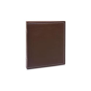 Imagem de Álbum de fotos Ical, encadernação tradicional, para 300 fotos 10x15cm - envelope plástico transparente - linha Clássico - modelo marrom-escuro com costuras - 409
