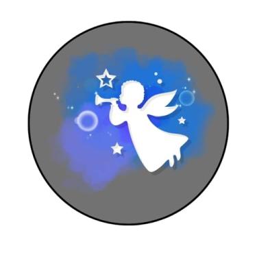 Imagem de Adesivo Decorativo Infantil Anjo, Formato Redondo, 100mm, Modelos Variados (AJ-311, BOPP, 100-MM)