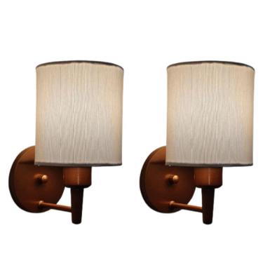 Imagem de Kit/2 Arandela Cilíndrica Md-2009 Base Cobre Cupula em Tecido 14x15cm Branca - Bivolt