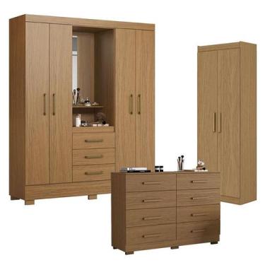 Imagem de Guarda Roupa Solteiro Paris 2045150 com Armário Multiuso 2000191 e Côm