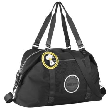 Imagem de Bolsa Mala de Mão e Transversal Snoopy Grande Espaçosa Esportiva Academia Trabalho Viagem Preto