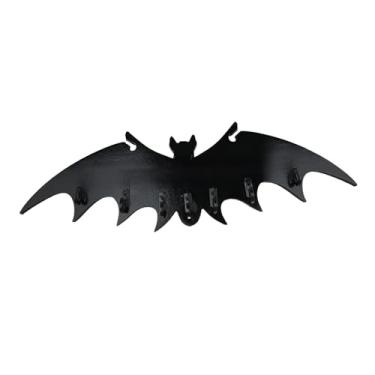 Imagem de Bothyi Gancho de parede de morcego de madeira, decoração de arte de parede, cabide para chapéus, cabide para roupas de Halloween, suporte para chaves, bolsa