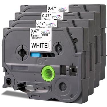 Imagem de DYKJGS Fita de etiqueta compatível Brother Tz Tze231 12 mm 0,47 polegadas preto sobre branco, substituição para fita de etiqueta laminada Brother Ptouch H110 D210 D220 2040, pacote com 4