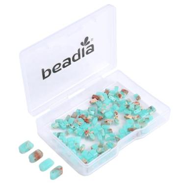 Imagem de Beadia Contas de pedra jaspe imperial azul Tila 5 x 2 mm contas retangulares espaçadoras de 2 furos para pulseira faça você mesmo brincos 38 cm/fio