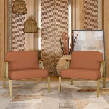Imagem de Kit 2 Poltronas Coimbra Estilo Industrial Dourado/cinam/terracot - M.a