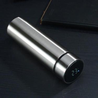 Imagem de Garrafa Térmica Em Aco Inox Com Termômetro Digital 500ml Led Estilo Mo