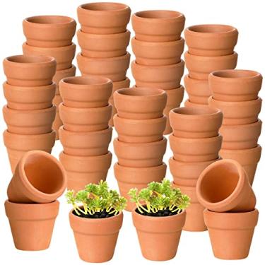 Imagem de 100 peças de mini vasos de argila de terracota pequenos com orifícios de drenagem de 3 cm de argila flor de terracota vasos de cacto, vaso de berçário, vasos de suculentas, vasos de terracota para plantas internas e externas, faça você mesmo, lembrancinha de casamento