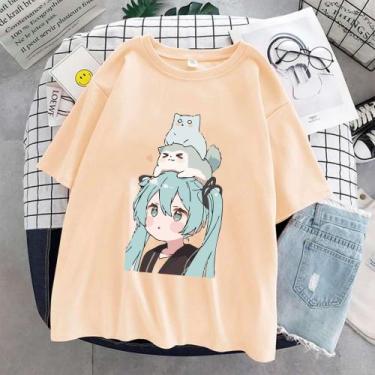Imagem de Camiseta Hatsune Miku Gatinho Unissex - sneko, Creme, M babylook