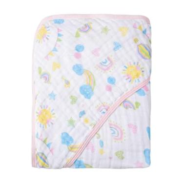 Imagem de Toalha com Capuz para Bebê – 100% Algodão Forrada com Fralda Soft – Alta Absorção – Estampas Variadas – 80x80 cm – Loja Era Uma Vez (Solzinho, Padrão)