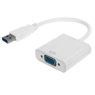 Imagem de VGA para USB, saída de vídeo de alta definição USB para adaptador VGA para monitore compacto e leve adaptador de monitor de computador para trabalho, apresentações ou (White)