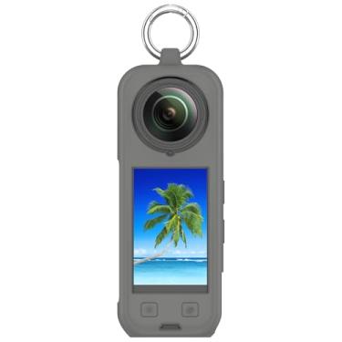 Imagem de Capa protetora para Insta360 X5 para mulheres e homens, capa protetora de silicone macio para câmera de ação Insta360 X4 X3 (cinza, Insta360 X4)