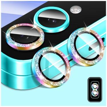 Imagem de Kucheed Protetor de lente de câmera Bling para Samsung Galaxy Z Flip 7, protetor de tela de vidro temperado, alinhamento automático de glitter, anéis de metal individuais, adesivos de filme