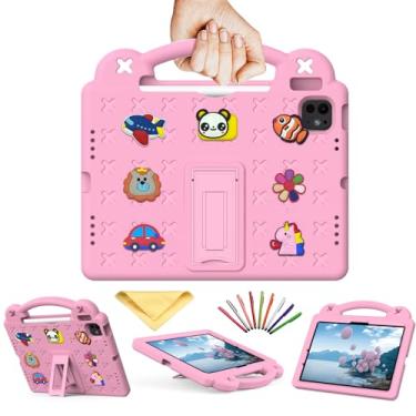 Imagem de UUcovers Capa infantil para iPad Air de 11 polegadas M2 (2024) e iPad Pro 11 M4 (2024) com suporte para lápis/alça/suporte/leve, fofa, macia, EVA à prova de choque, suporte de silicone para meninas,