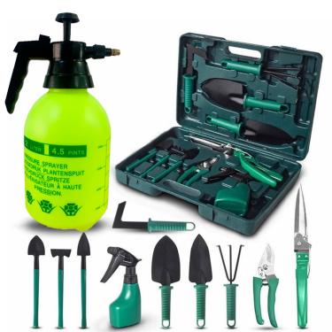 Imagem de Kit Jardinagem Completo Pulverizador 2L Maleta com 11 Ferramentas para Jardim e Horta