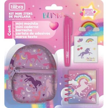 Imagem de Tilibra - Kit Mini Itens de Papelaria Unicórnio - Blister com 5 Unidades