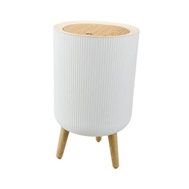 Imagem de ＫＬＫＣＭＳ Lixeira de banheiro com tampa, lixeira portátil, moderna, com pernas removíveis para sala de estar, hotel, 12l