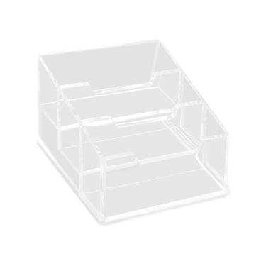 Imagem de SiaBiced Porta-cartões de Visita Transparente Moderno para Organização de Mesa, 3 ranhuras 11x9.8x6cm