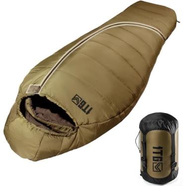 Imagem de Sacos de dormir para adultos, saco de dormir para acampamento em clima frio (-3.9-2.2 °C) para meninas meninos e homens com capuz ajustável, bolso para telefone e saco de compressão para caminhadas