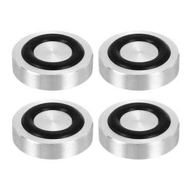 Imagem de uxcell Rosca M8 20 mm / 0,8" diâmetro 8 mm espessura alumínio círculo disco disco adaptador superior 4 peças redondo sólido mesa pés almofada placa hardware com anel de borracha antiderrapante