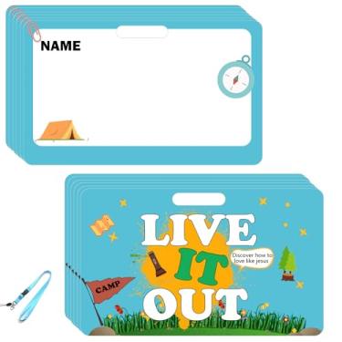 Imagem de Etiquetas de nome Live It Out VBS com corda pacote com 25 etiquetas Live Like Jesus Praying 5 x 7,6 cm Cartão de aventura do acampamento vida para escrever nome