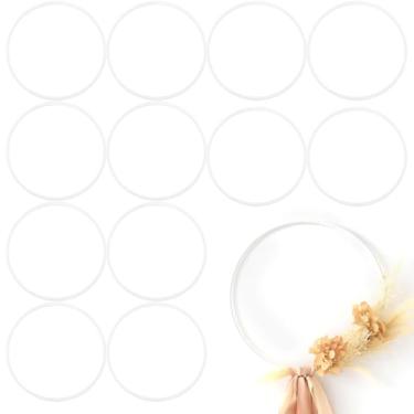 Imagem de MJRASG Pacote Com 12 Argolas De Metal Para Artesanato Florais 15 Cm - Macramê, Apanhador Sonhos, Guirlanda Faça Você Mesmo E Anéis Velas, Branco