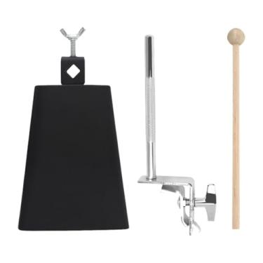 Imagem de JWQFBC Suporte para Cowbell, suporte para pedal de percussão para pedais de bumbo ajustável com martelo de madeira, de montagem Cowbell com braçadeira, D Set
