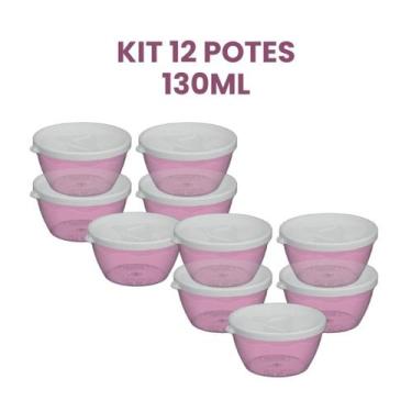 Imagem de Conjunto c/ 12 Potes Redondos Herméticos 130 ml cada - Plasticos Santa