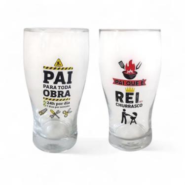 Imagem de Kit 2 Copos Com Chaveiro Personalizado Vidro 580ml Dia Dos Pais Presen