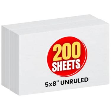 Imagem de 1InTheOffice Cartões de índice sem pautas, 12 x 20 cm, cartões didáticos em branco, 100 cartões/pacote, 2 pacotes