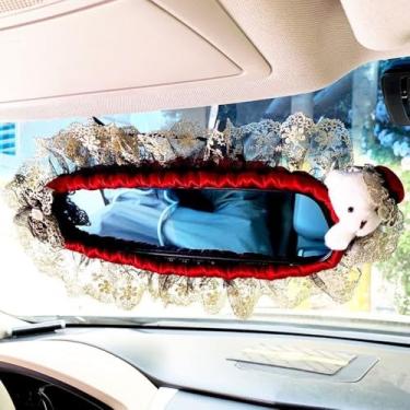 Imagem de Car Cute Lace Bear Auto Red Interior Acessórios Quatro Estações Universal Fit Most Car SUV (Capa do Espelho Retrovisor)
