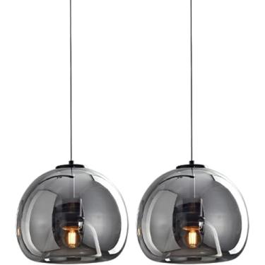 Imagem de Luzes Pendentes De Vidro Klkrwy Luz De Luxo Lâmpadas Pendentes 1-luz Restaurante Teto Luz Pendurada Fumaça Lustre Cinza Ajustável Pendurado Luminárias Para Sala De Estar Quarto, 1 PCS