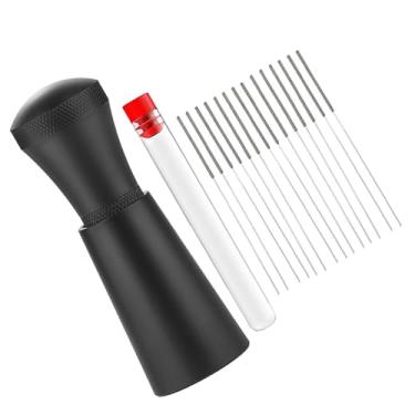 Imagem de SiaBiced Agitador de Café Expresso, Socador de Café Manual Profissional com Suporte, Dispensador Tipo Fuso, Utensílio de Café Expresso para Cozinha, Cafeteria, preto