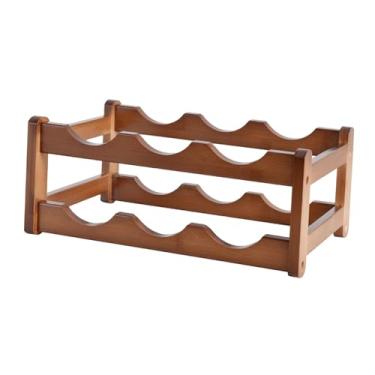 Imagem de SiaBiced Elegante Porta-vinhos de Madeira para Armazenamento de Vinhos com Estilo em Casa Ou Bar, 2 camadas 6 garrafas