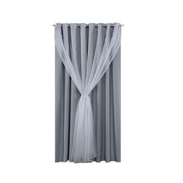 Imagem de Cortina Blackout Tecido Com Voil 1,50M x 2,60M Uma Folha Para Varão Simples Sala Quarto Escritorio