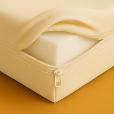 Imagem de Capa de Colchão Queen em Malha com Zíper – Tecido Gel Confortável e Elástico 30 cm (palha)