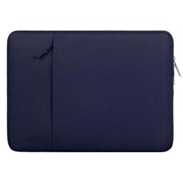 Imagem de YSCLBAHUKE Capa para laptop de 13 polegadas para MacBook Air M4 M3 M2 M1 (2025-2018) e MacBook Pro M2 M1 (2025-2016), bolsa vertical de poliéster para computador com bolso, azul marinho